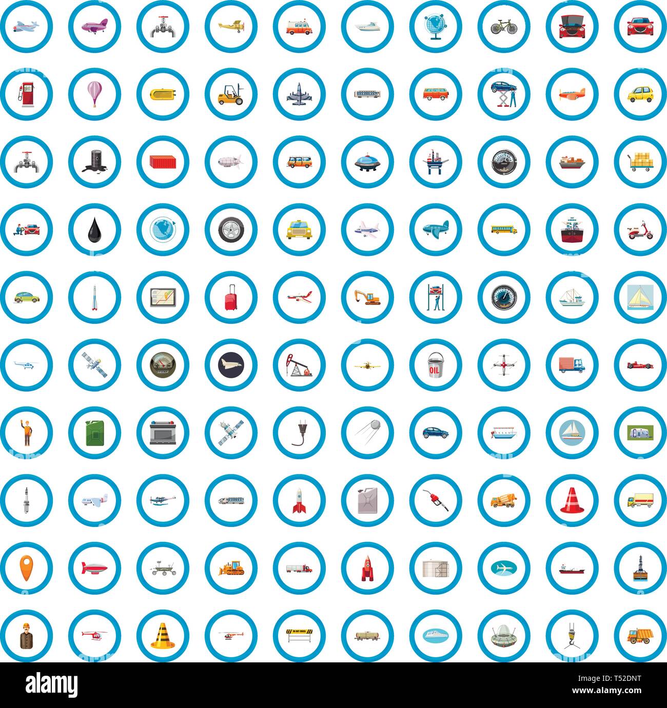 100 transport and road icons set, cartoon style Stock Vector Image ...