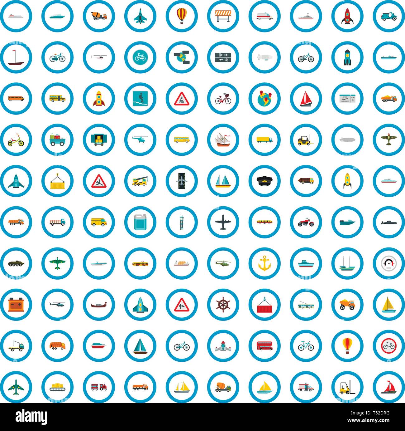 100 transport icons set, flat style Stock Vector Image & Art - Alamy