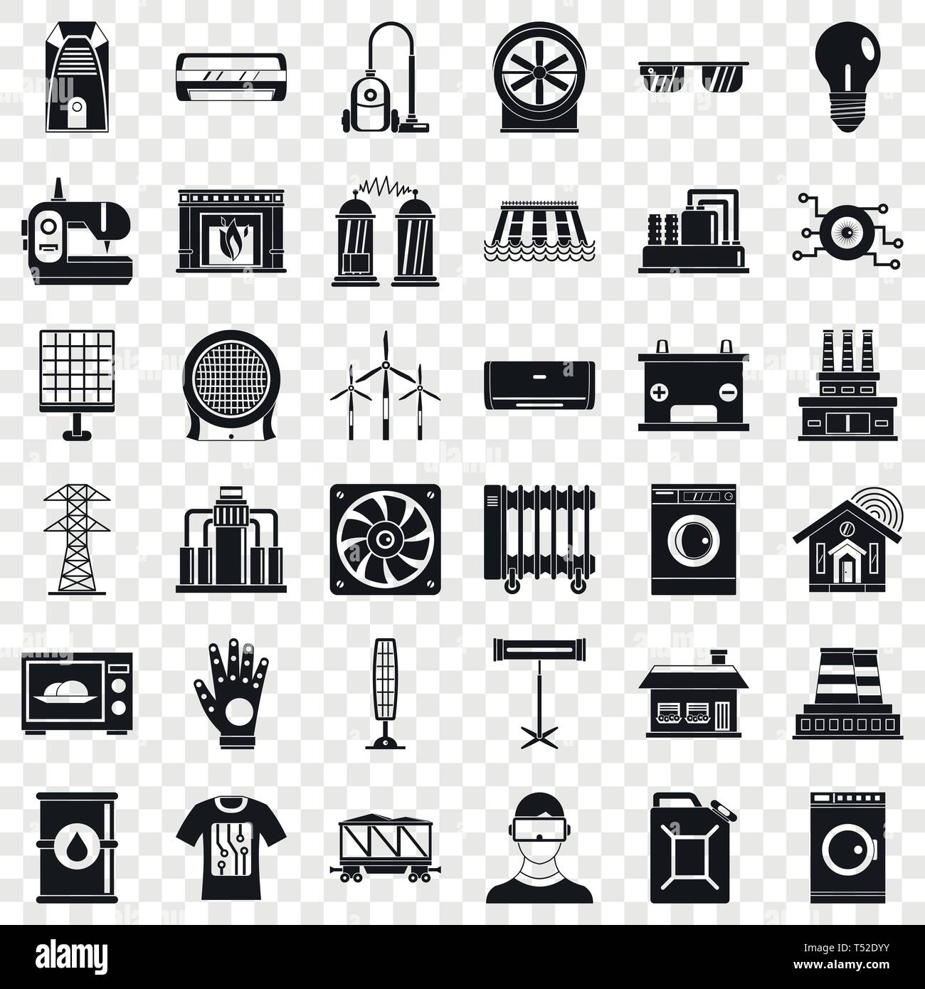 Electrical equipment icons set, simple style Stock Vector