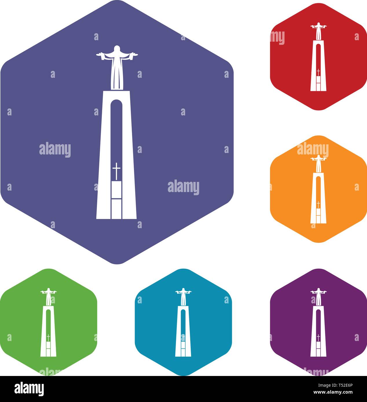 Christ statue icons vector hexahedron Stock Vector