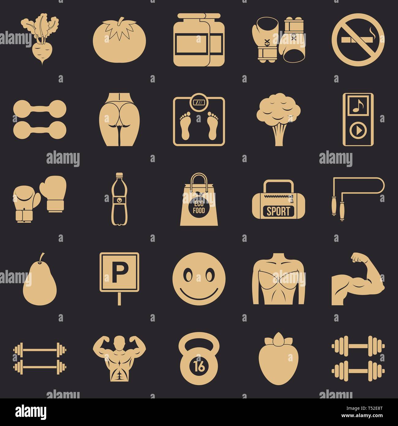 Toned body icons set, simple style Stock Vector