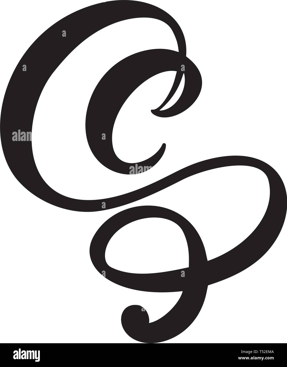 Vector Vintage Floral Letter Monogram C Calligraphy Element