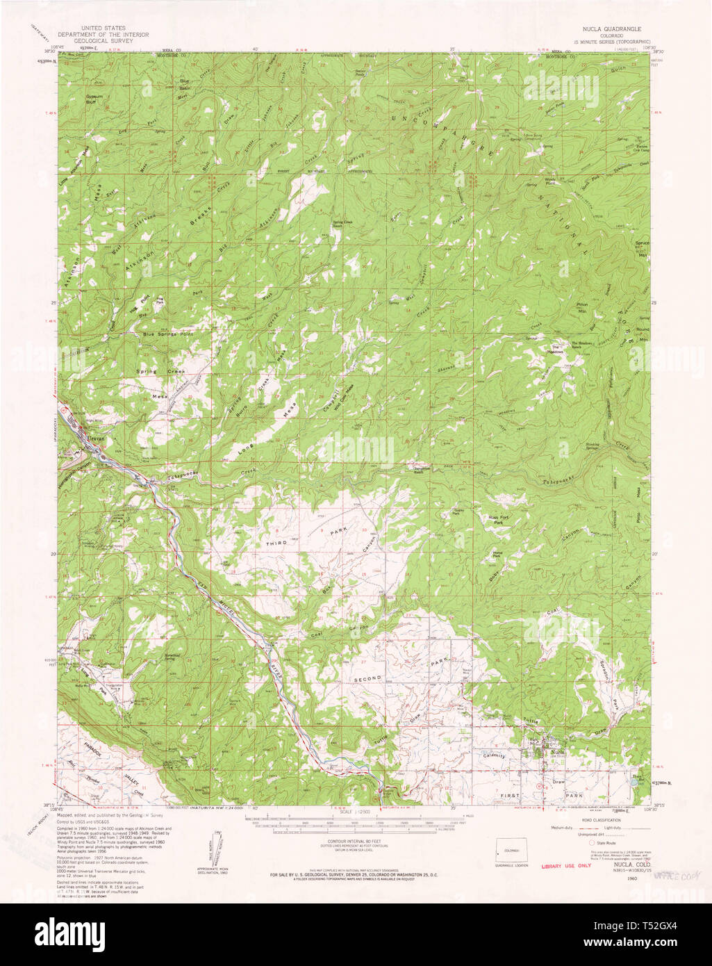 Nucla colorado map hi res stock - Usgs Topo Map Colorado Co Nucla 402648 1960 62500 Restoration T52GX4