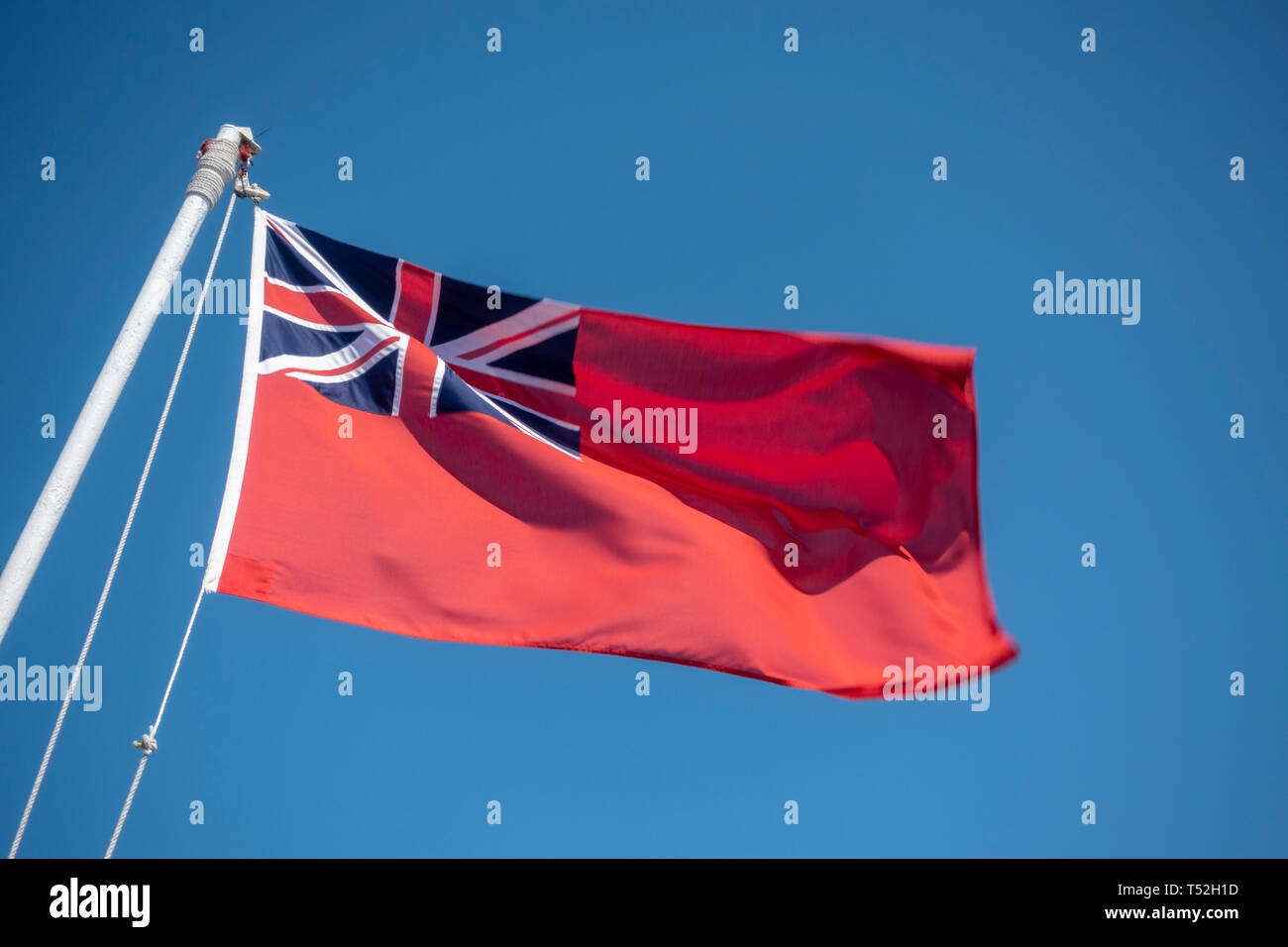 The Red Ensign, as currently used for British civilian vessels, on the stern of the Stena Europe (Stena Line) ferry. Stock Photo