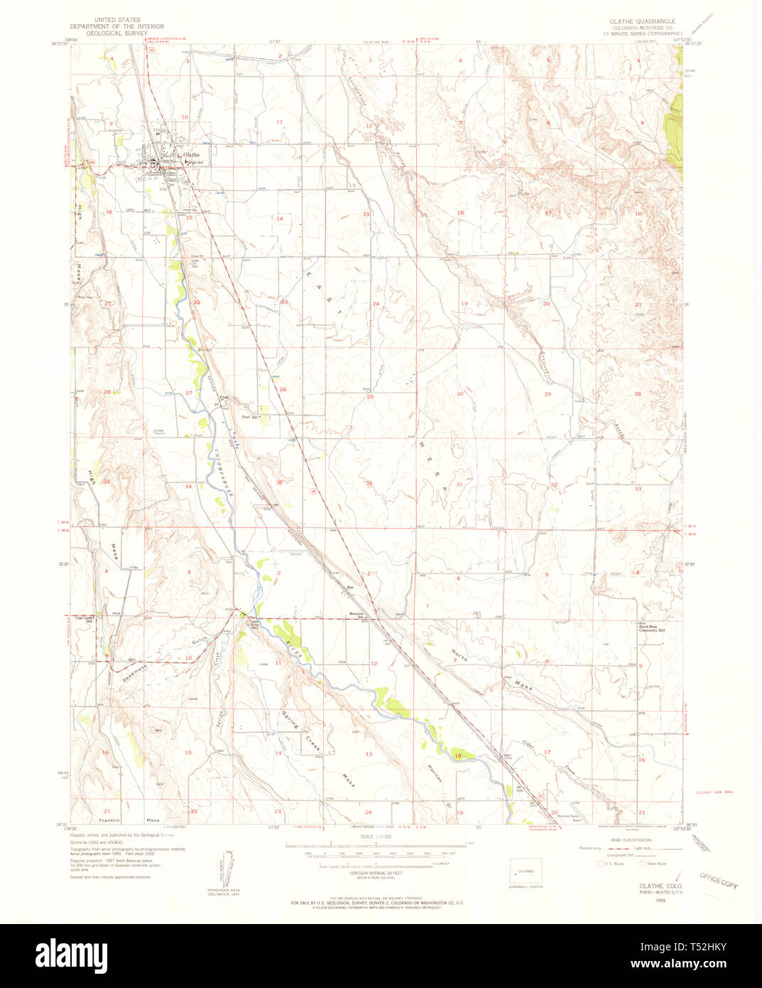 USGS TOPO Map Colorado CO Olathe - Usgs Topo Map Colorado Co Olathe 451538 1955 24000 Restoration T52HKY 
