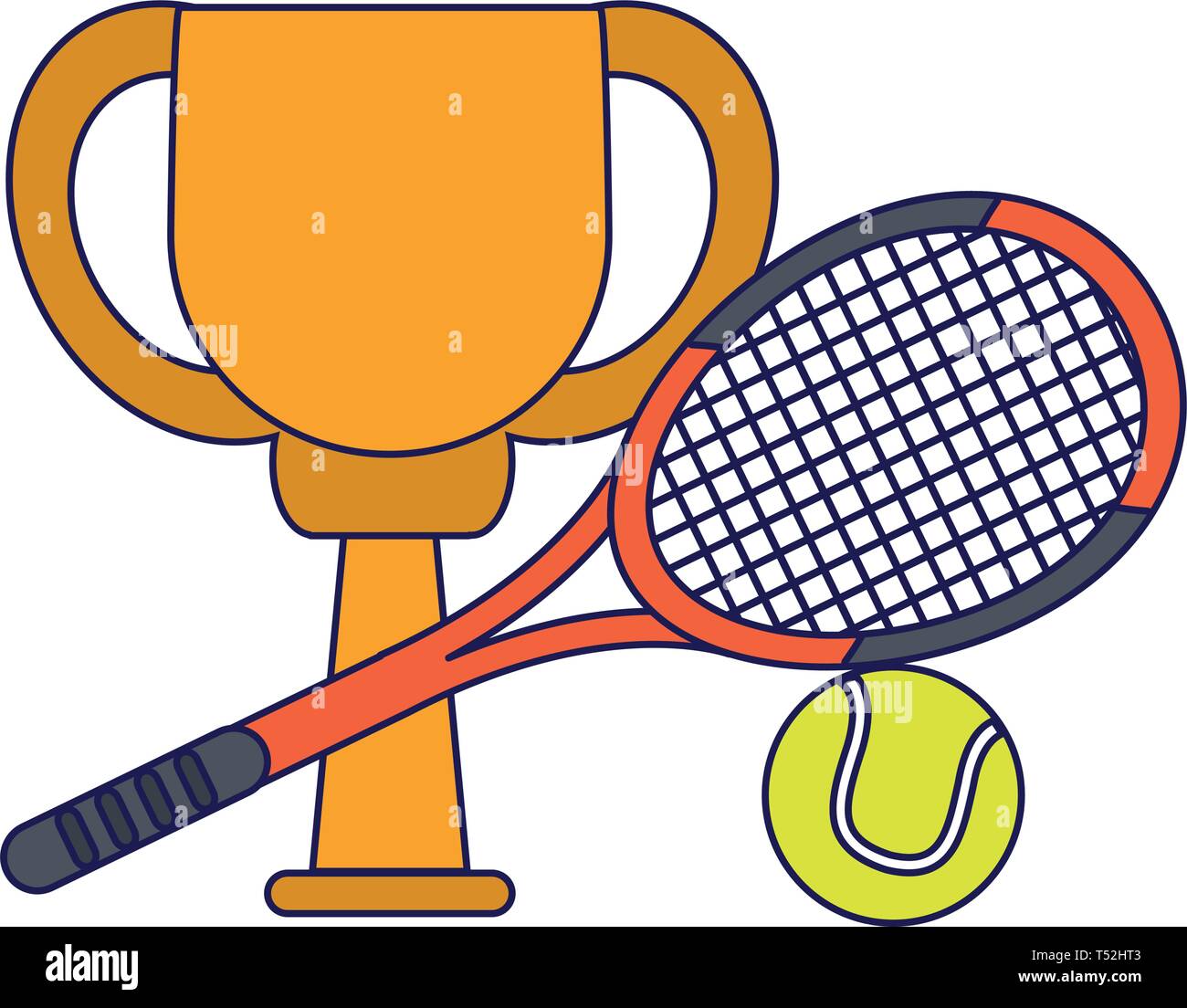 Tennis trophy cup with racket and ball blue lines Stock Vector Image ...