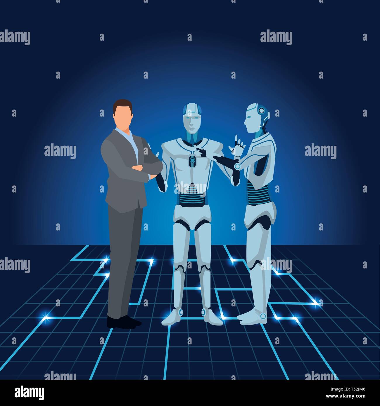 humanoid robot and businessman Stock Vector Image & Art - Alamy