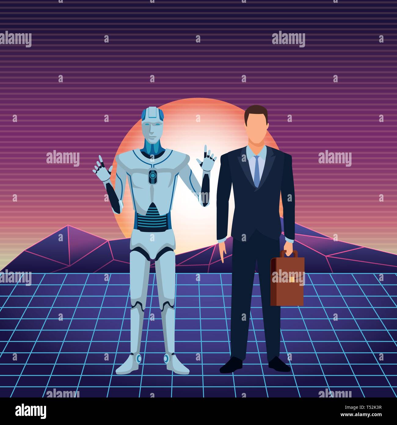 humanoid robot and businessman Stock Vector Image & Art - Alamy