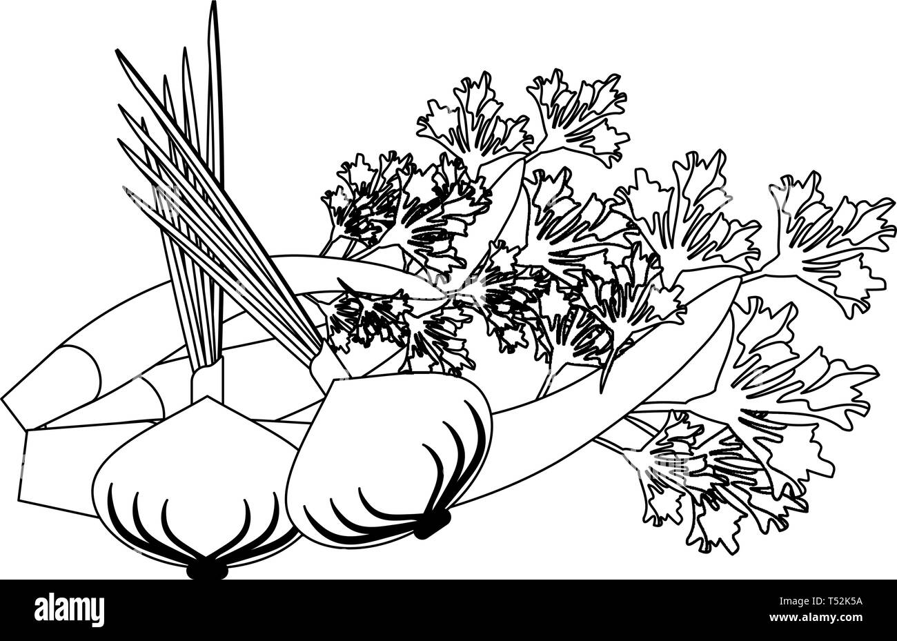 Fresh vegetables cartoon in black and white Stock Vector Image & Art ...