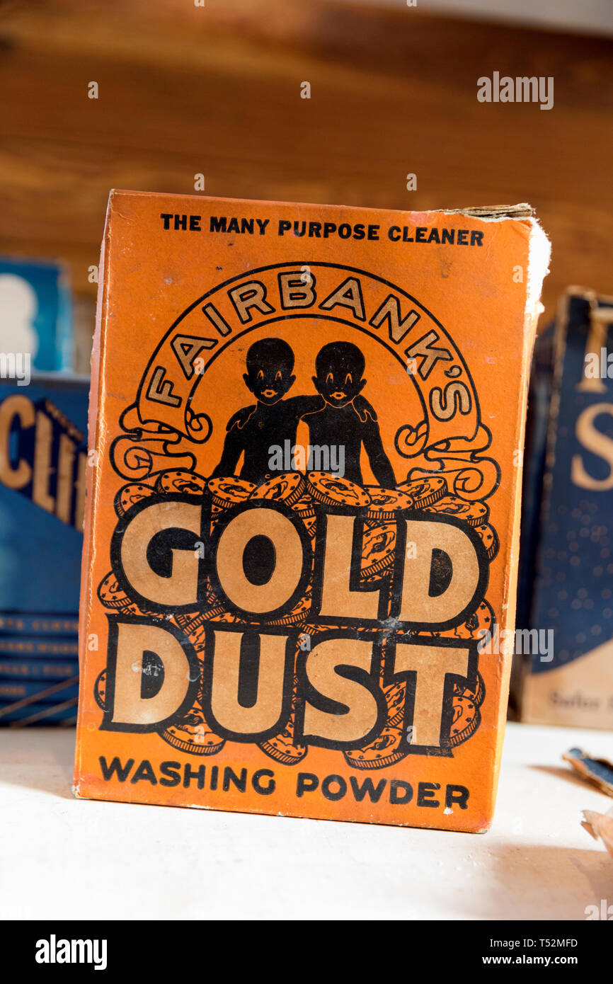box of Gold Dust washing powder, politically incorrect packaging Stock Photo