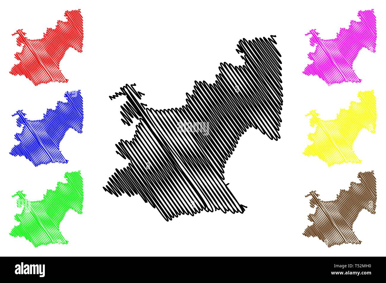 Mpumalanga Province (Provinces of South Africa, Republic of South Africa, Administrative divisions, RSA) map vector illustration, scribble sketch Mpum Stock Vector