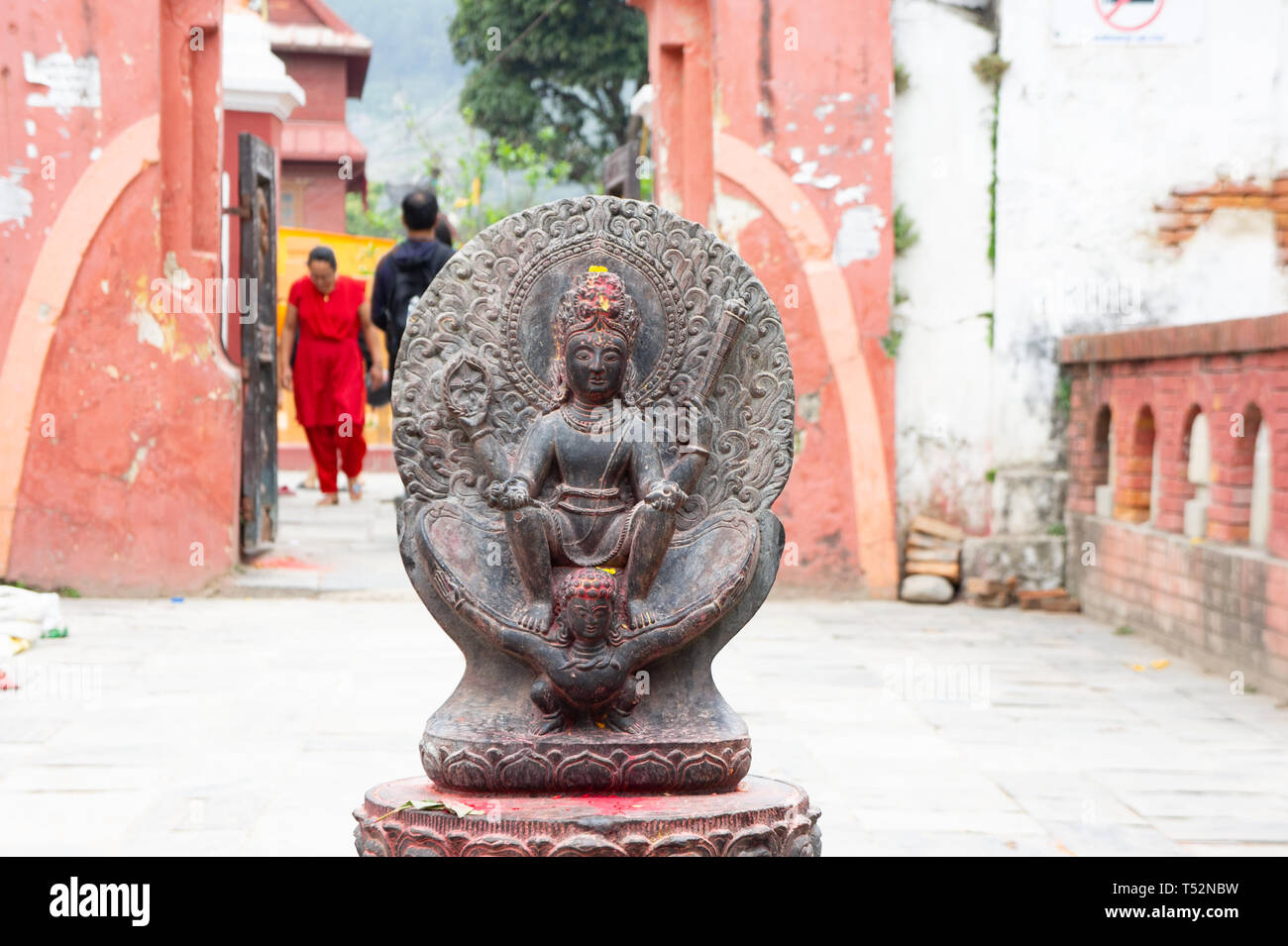 Kathmandu, Nepal May 27, 2017 Stone sculptures in the entrance of