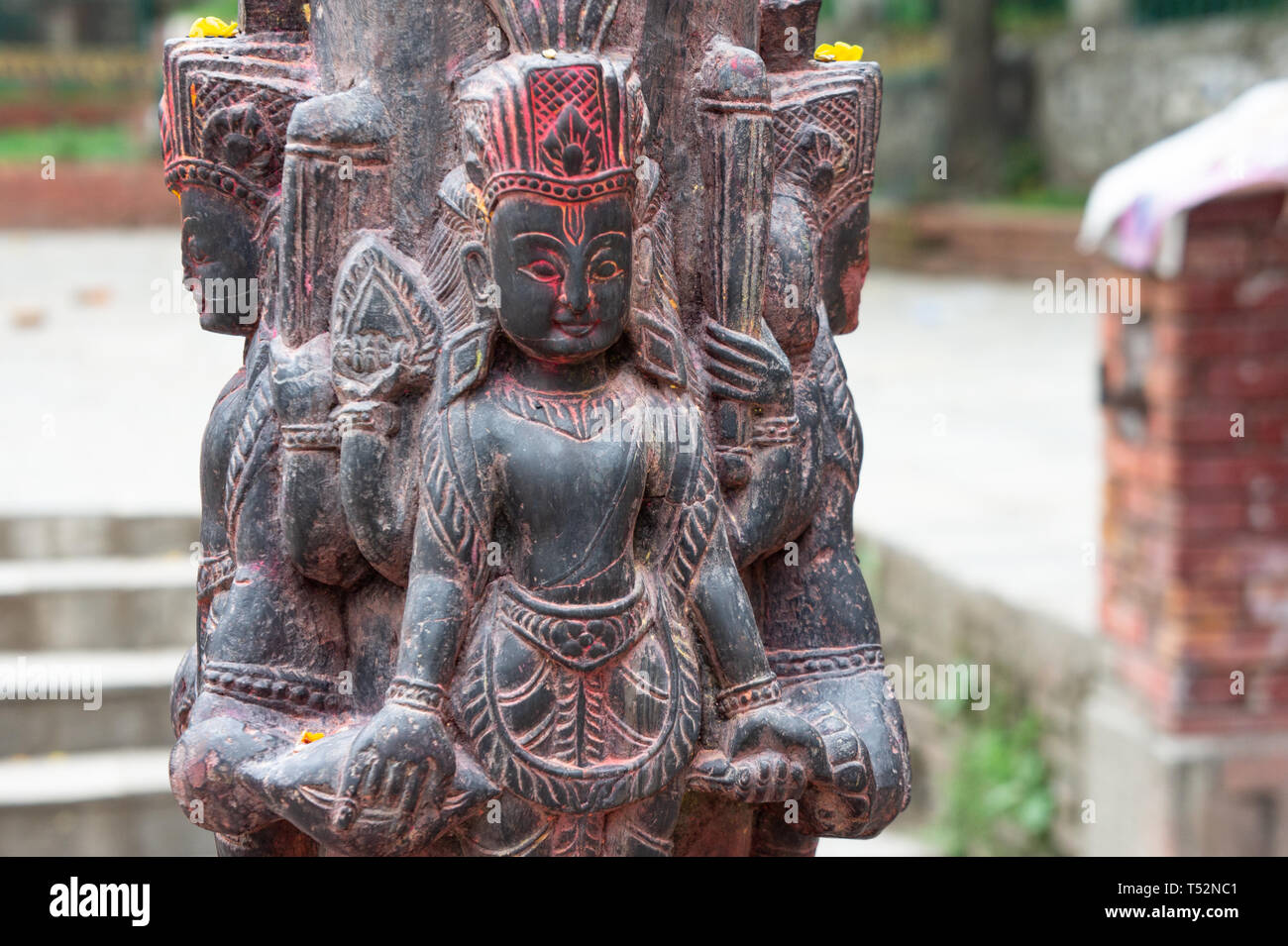 Stone sculptures in the entrance of Budhanilkantha temple in the