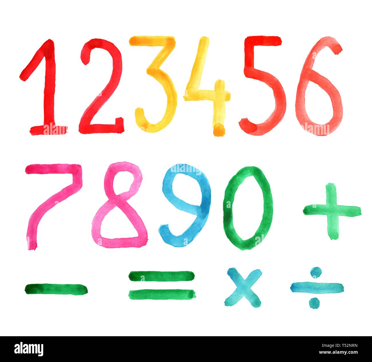 Set of color numbers and arithmetic signs for design and decoration ...