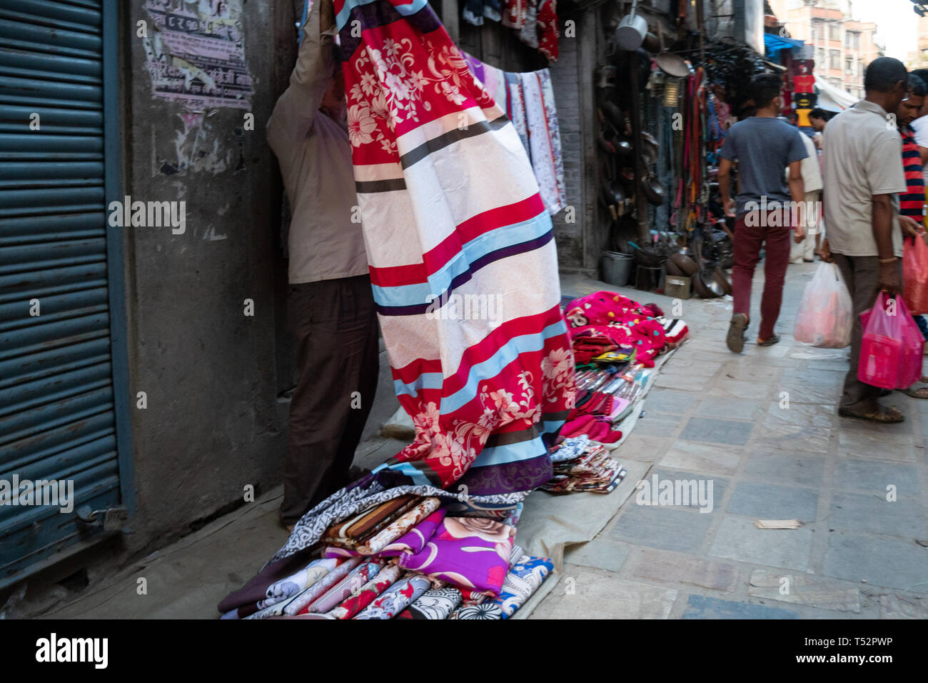 Kathmandu, Nepal October 03, 2017 Street side seller arranging