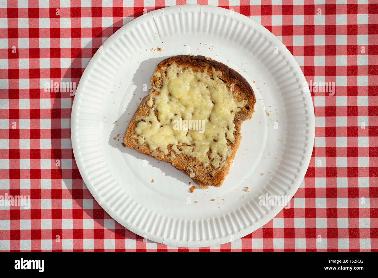 Toasted grated cheese on wholemeal bread Stock Photo