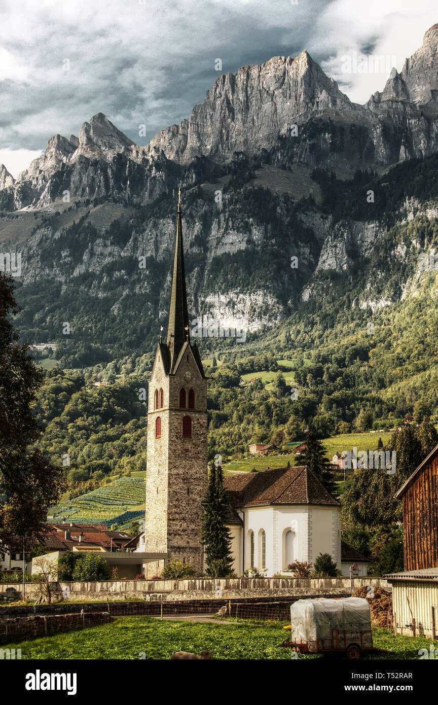 Catholic Church of Walenstadt, Swiss Alps Stock Photo - Alamy