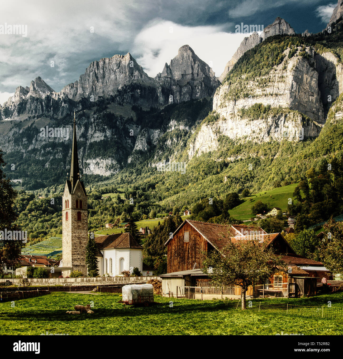 Catholic Church of Walenstadt, Swiss Alps Stock Photo - Alamy