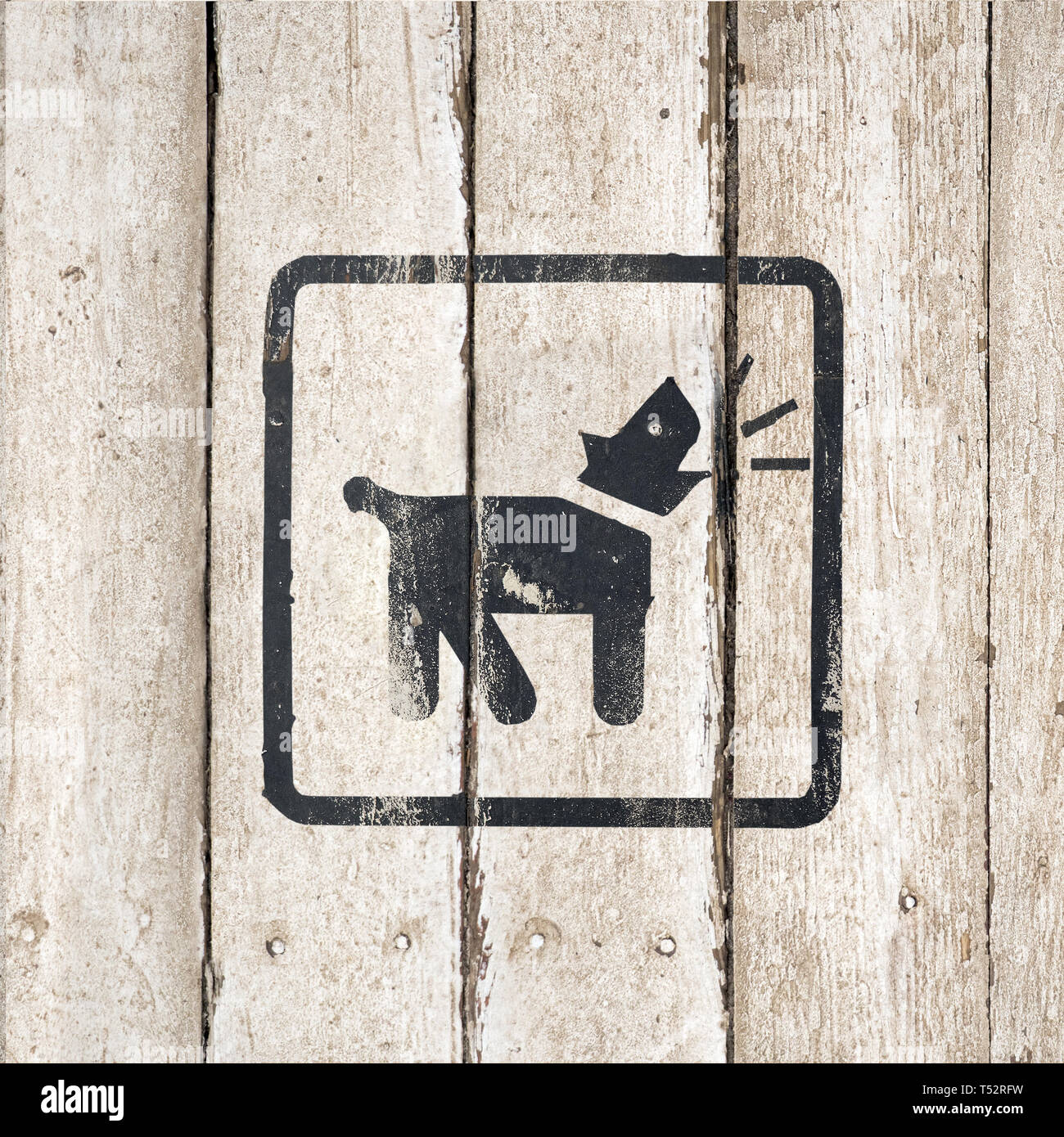 Dog Barking icon. Button image on wooden background Stock Photo