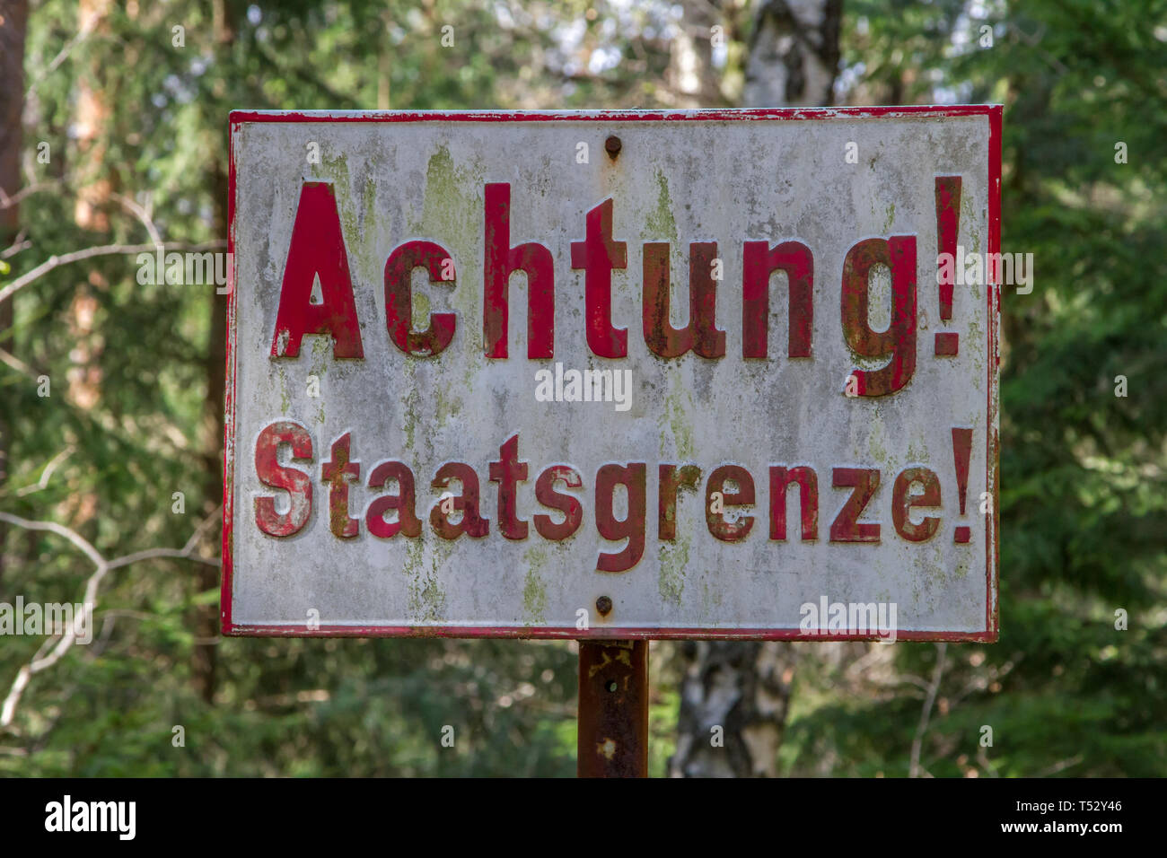 Staatsgrenze zur Tschechischen Republik - Erlebnisweg Heinrichs, Waldviertel, Austria Stock Photo