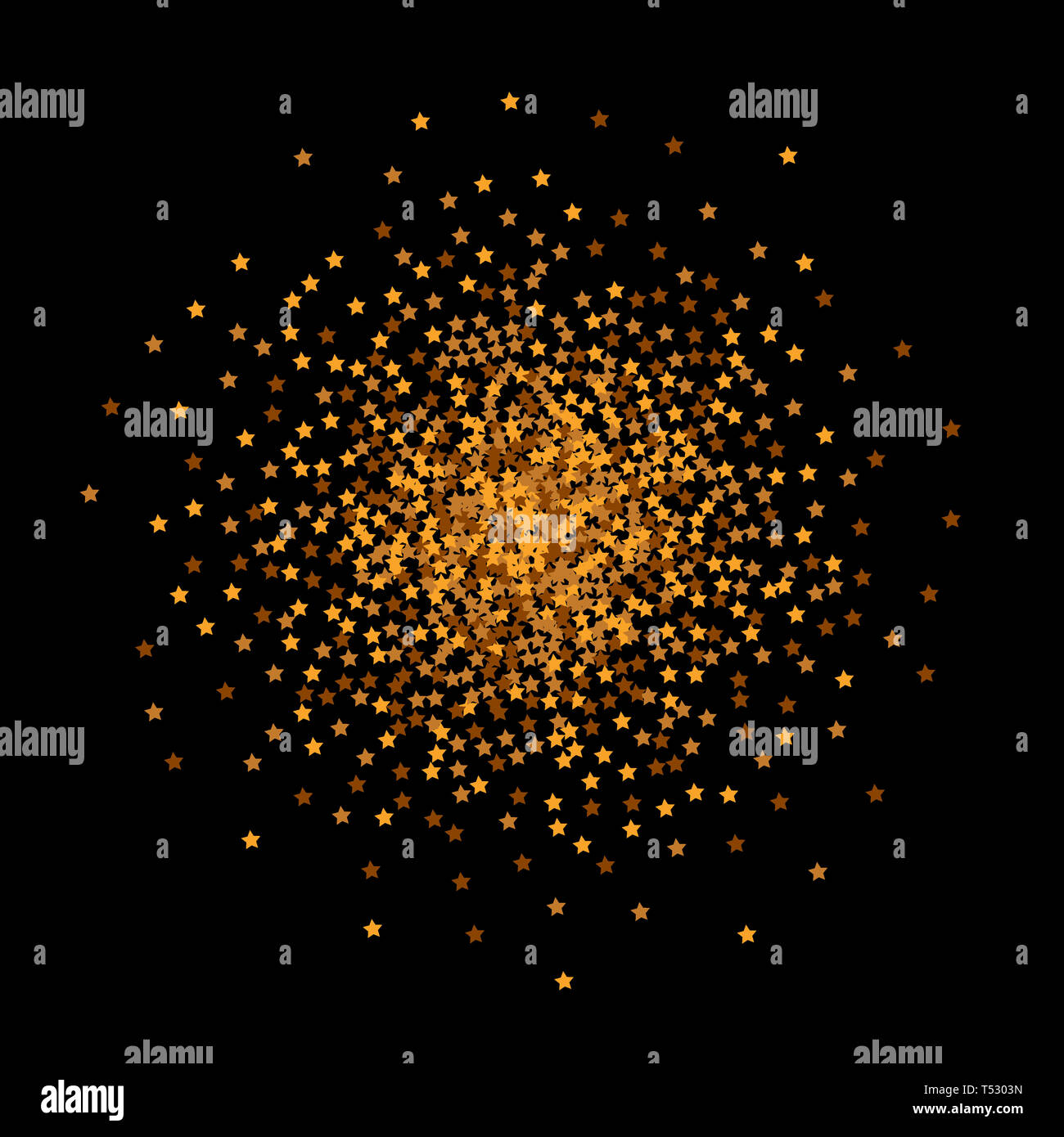 Vector illustration. Golden circle sparkles on black background ...