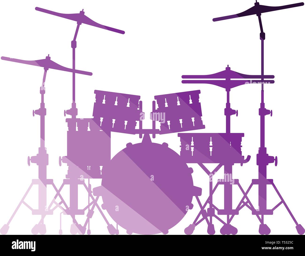Drum set icon. Flat color design. Vector illustration Stock Vector ...