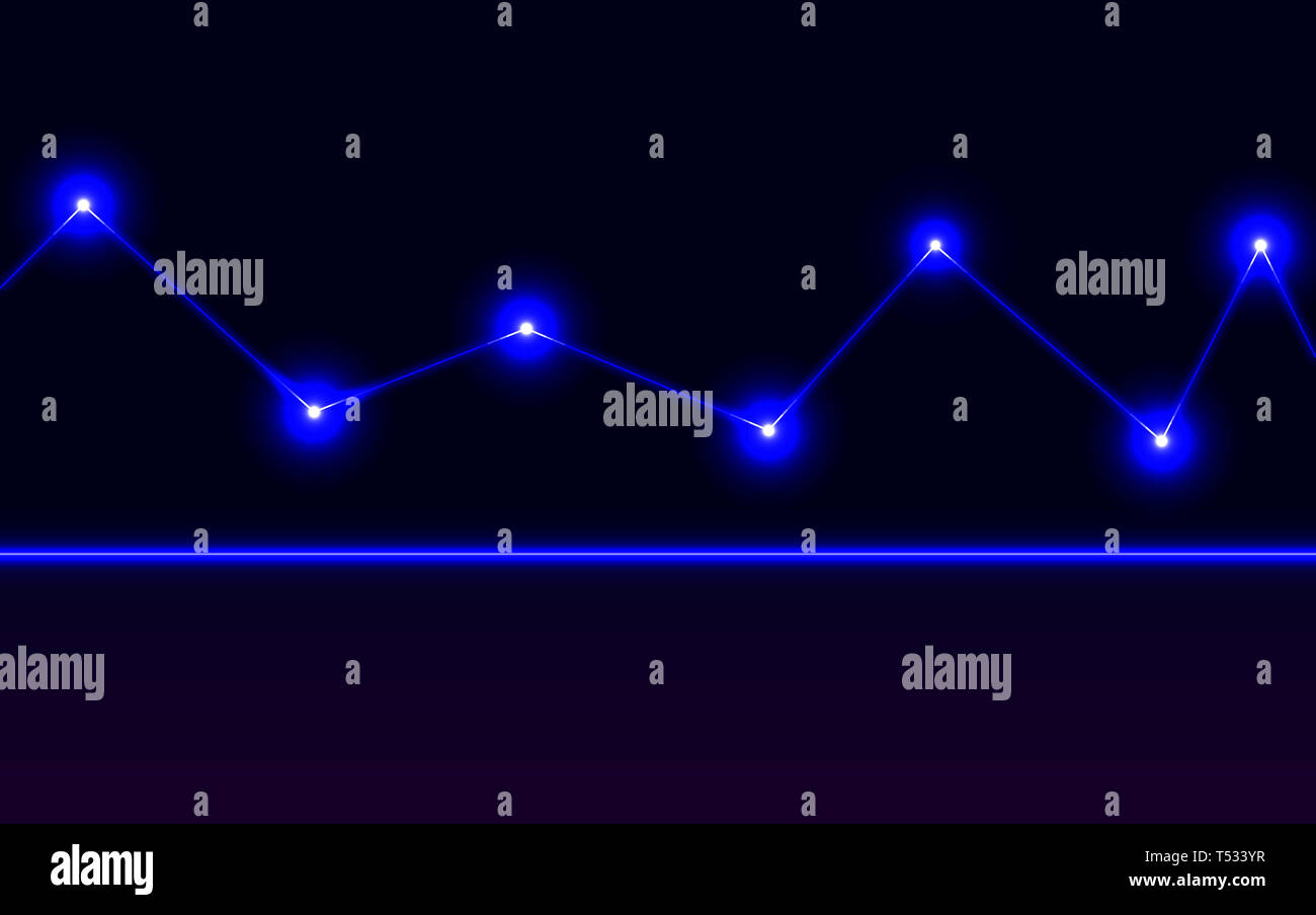 Glowing blue line graph computer graphic illustration on black background, good for business or finance graphics - Illustration Stock Photo