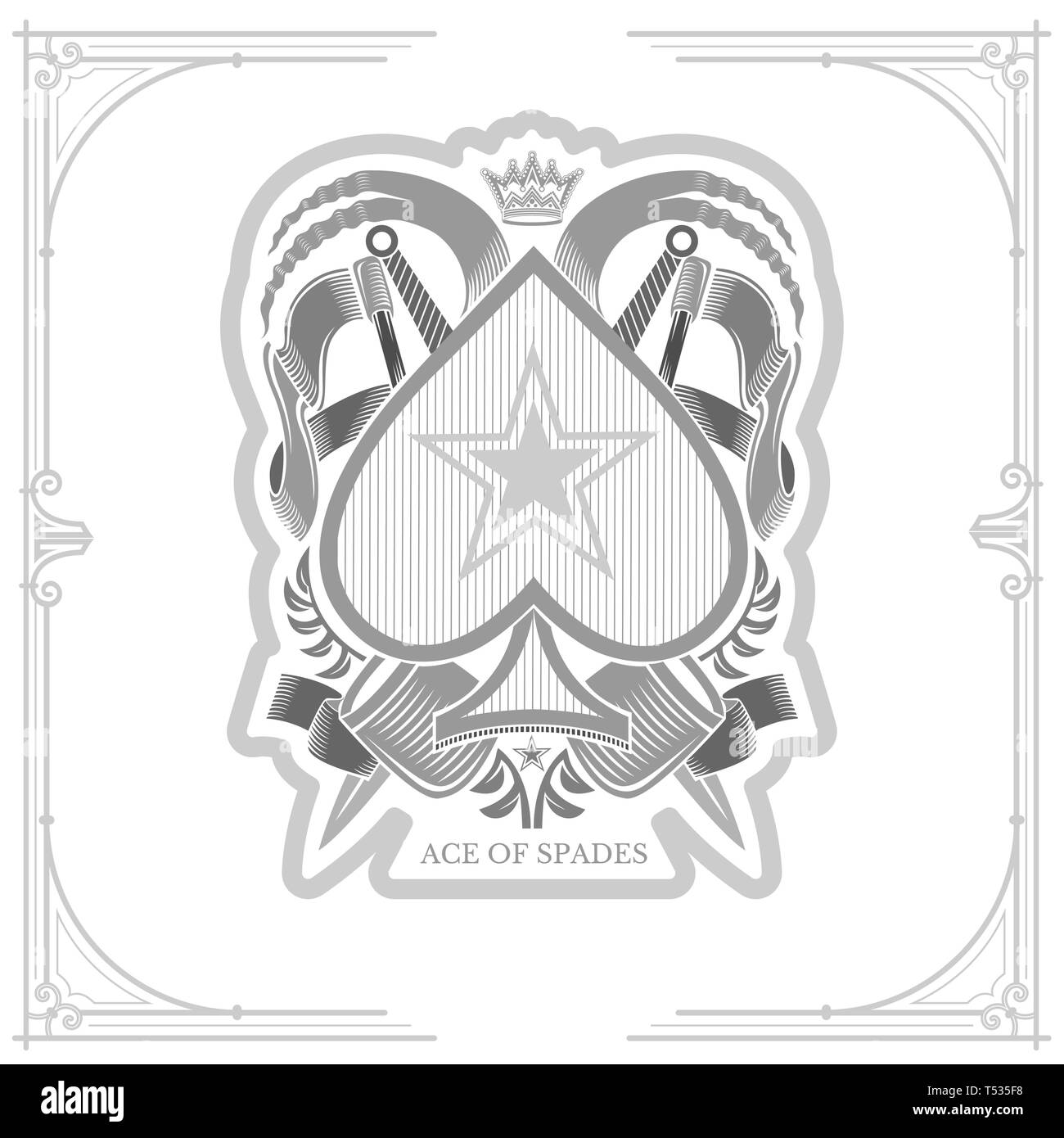 Ace of spades with vintage military elements around Stock Vector Image