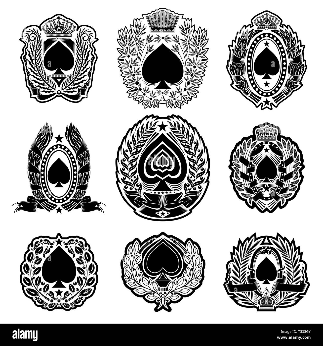Set of spades for ace of spades or t-shirt print in vintage style ...