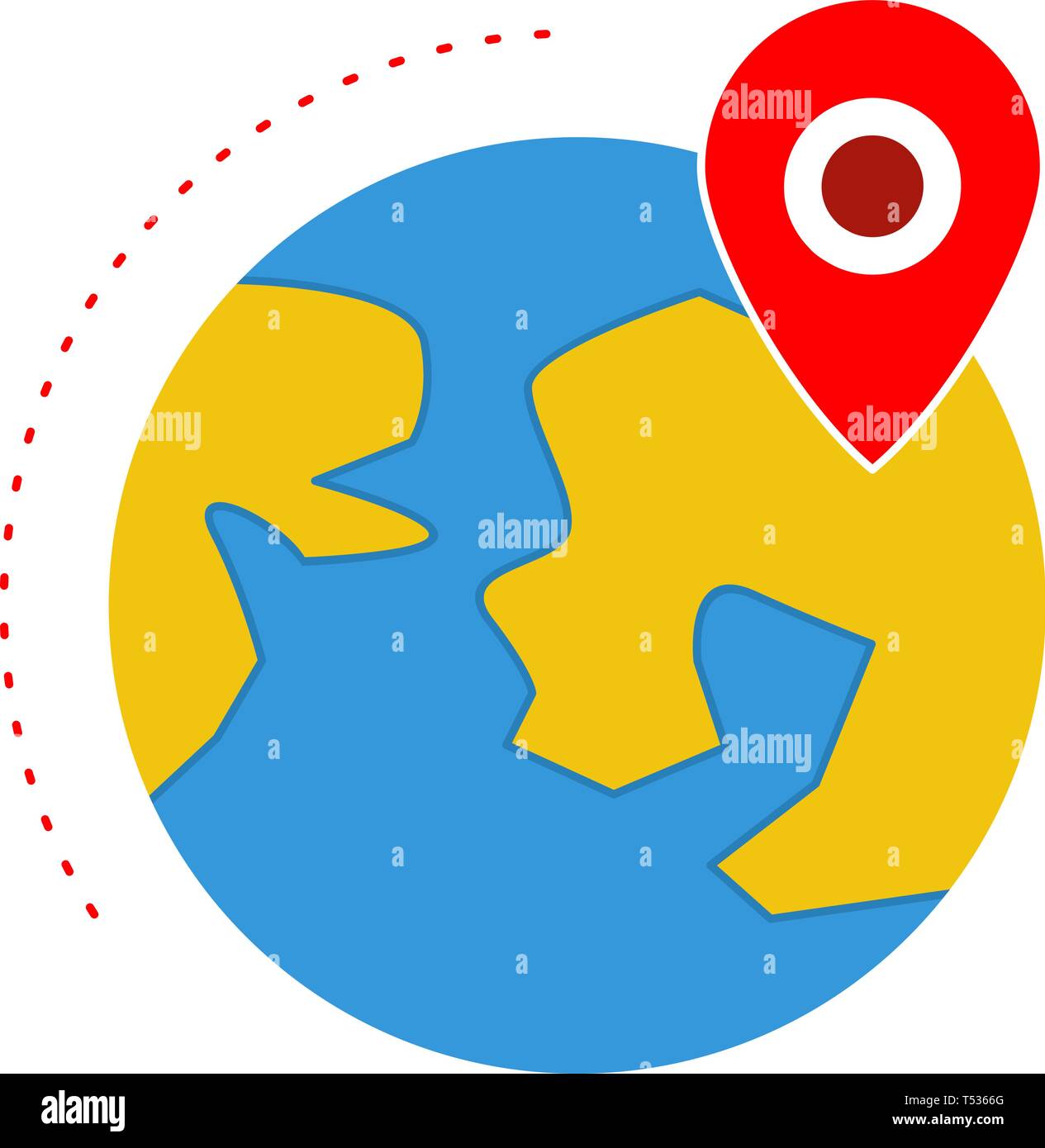 Location on Earth Flat Multi color icon Stock Vector