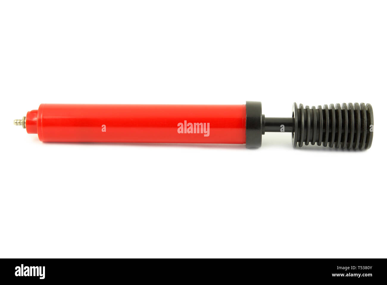 Plastic air pump for pumping balls and bicycle tires Stock Photo