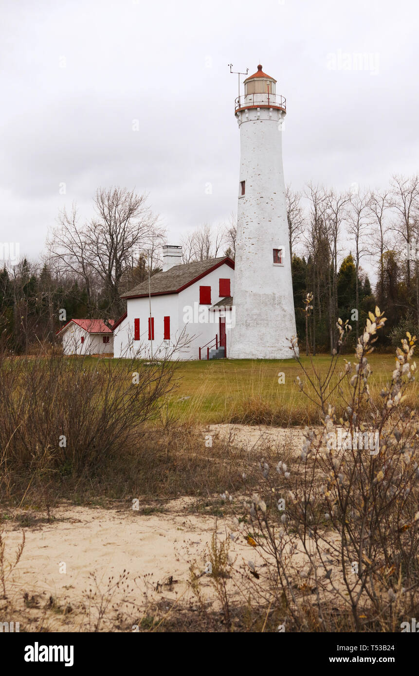 Sturgeon Point Lighthouse. On Lake Huron. Sturgeon Point State Park. Harrisville, Michigan, USA. Stock Photo
