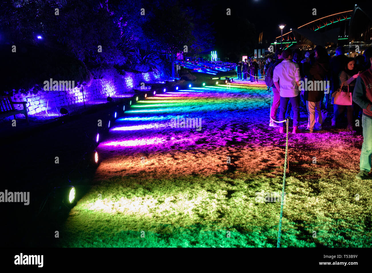 The colorful light artwork in Vivid Sydney Festival Stock Photo