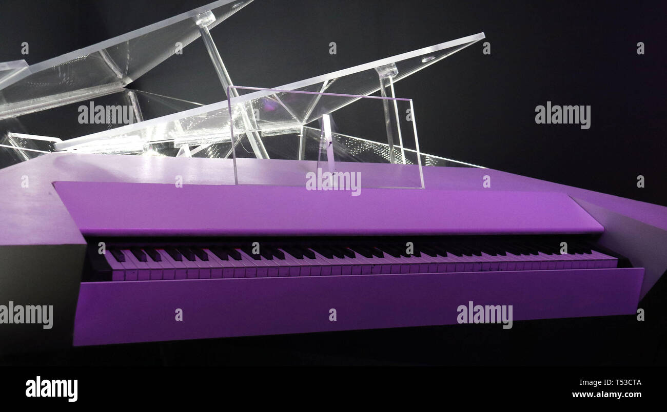 April 20, 2019 - New York City, New York, U.S. - ARTPOP Electric Piano  owned by LADY GAGA on display at the 'Play It Loud: Instruments of Rock and  Roll' exhibit held