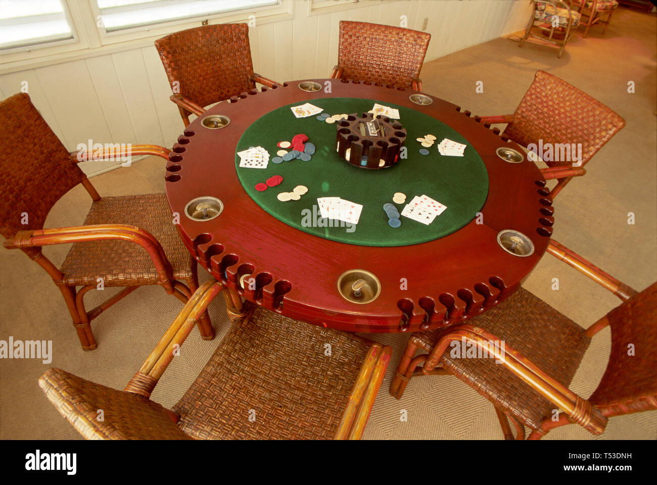 Florida Keys Key West Little White House,President Harry Truman Museum,inside interior poker table, Stock Photo