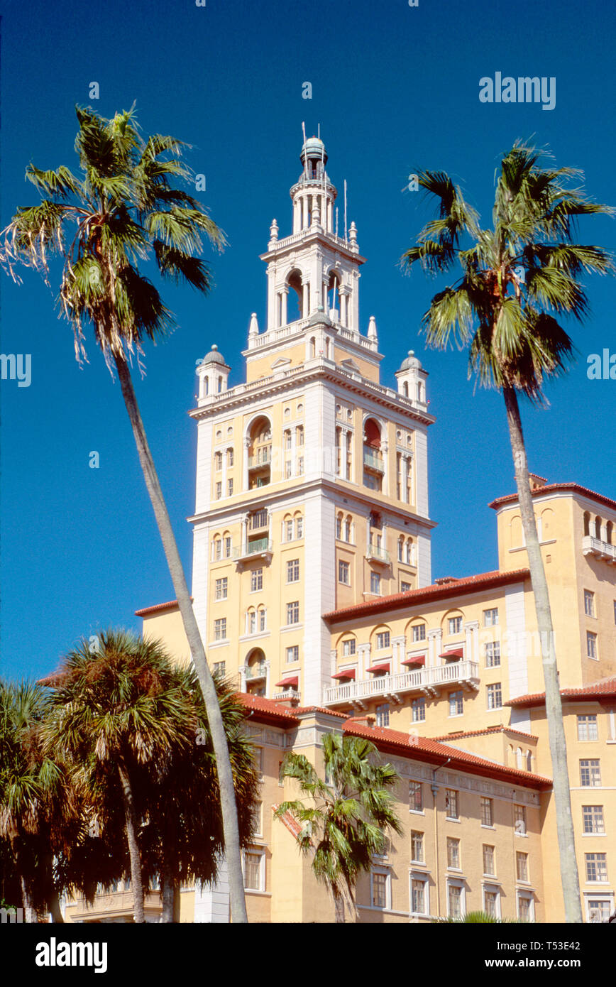 Florida,Coral Gables Biltmore,hotel,built 1926 Giralda Tower view from Golf Course,sport,athlete,recreation,game,landscape,design,FL092 Stock Photo