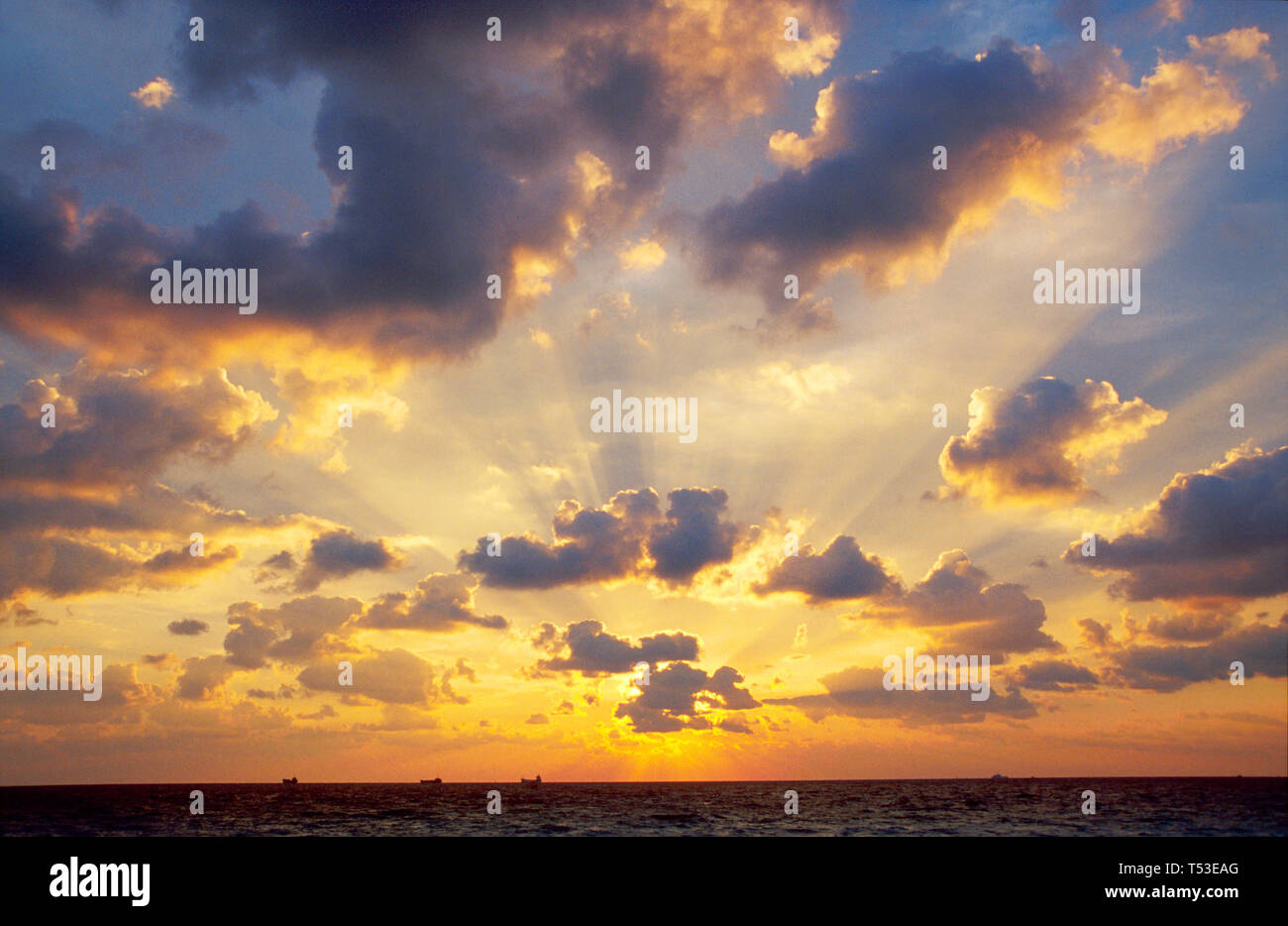 Miami Beach Florida,Atlantic Ocean sunrise,clouds,clouds,atmosphere,sky,weather,moisture,meteorology,FL135 Stock Photo