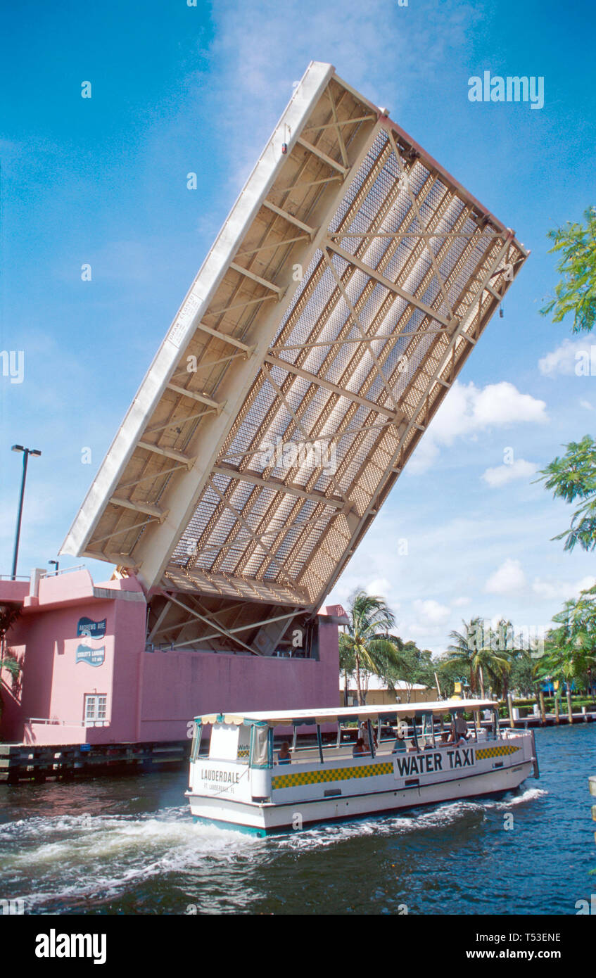Ft. Fort Lauderdale Florida,Andrews Avenue Drawbridge in,up,position water,taxi,taxis,cab,cabs