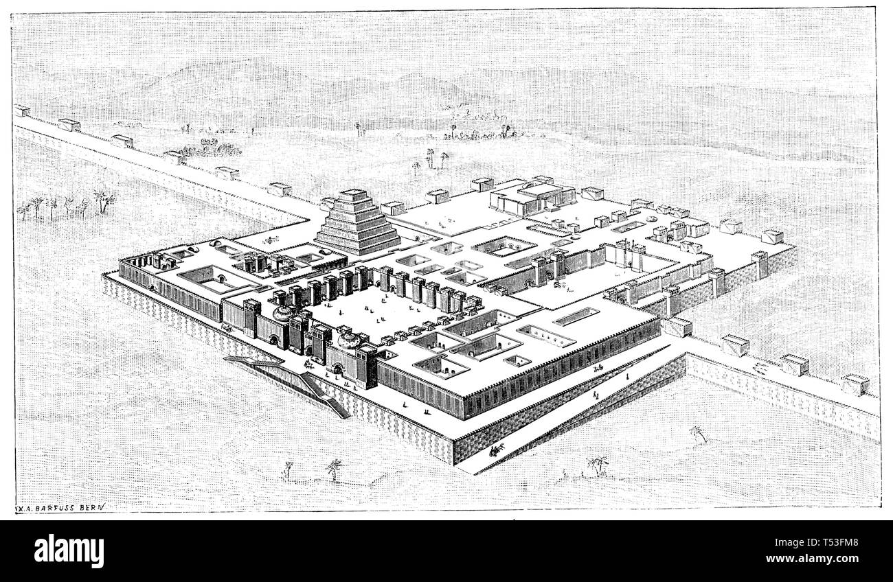 Palace of Sargon (restored). According to Place Stock Photo - Alamy