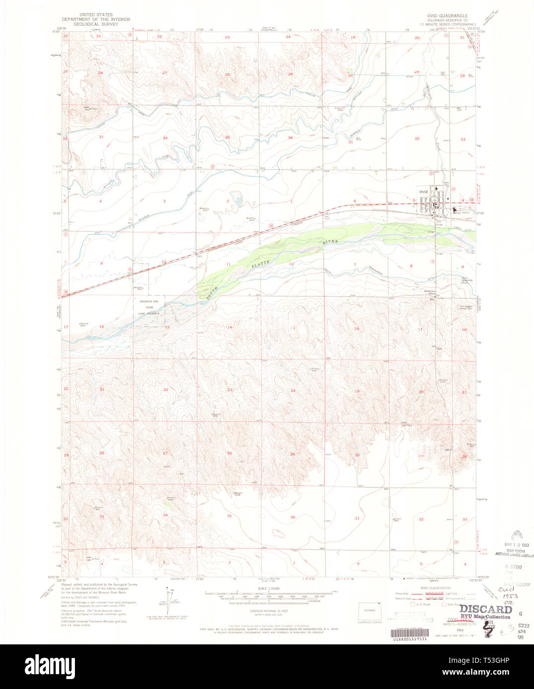 USGS TOPO Map Colorado CO Ovid - Usgs Topo Map Colorado Co Ovid 451442 1953 24000 Restoration T53GHP 