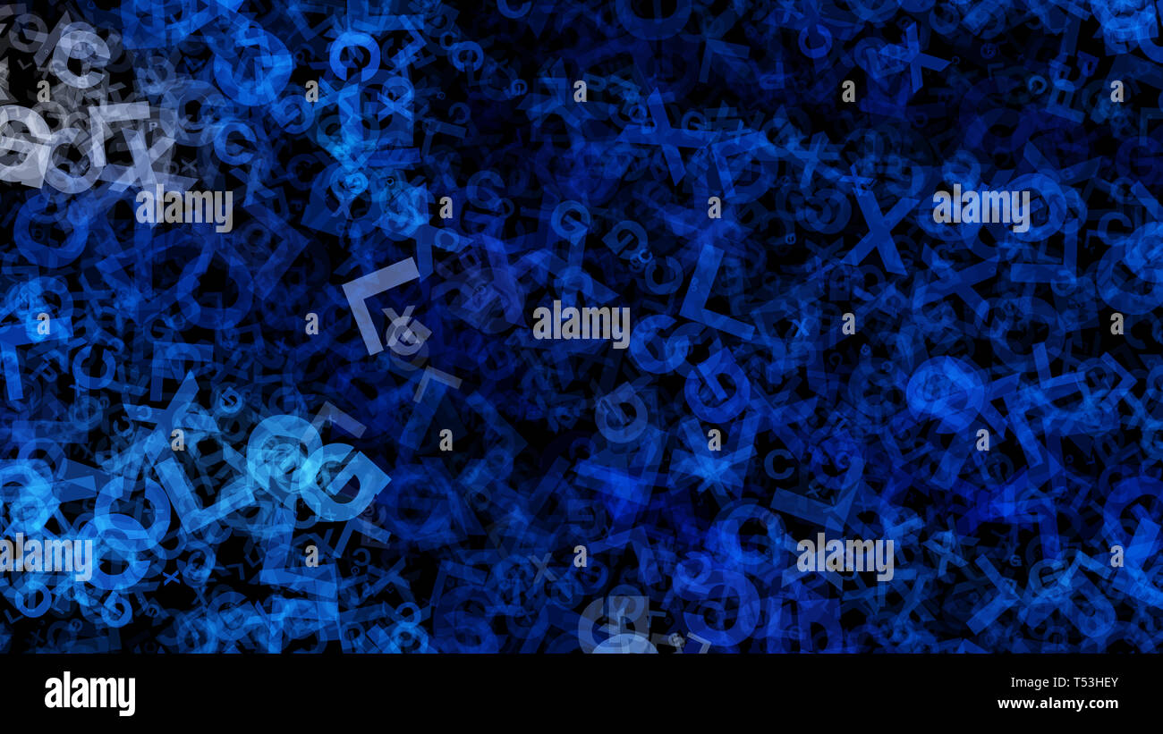 Random Blue Letters Black and Blue Random Alphabet Letters Texture Image Stock Photo - Alamy