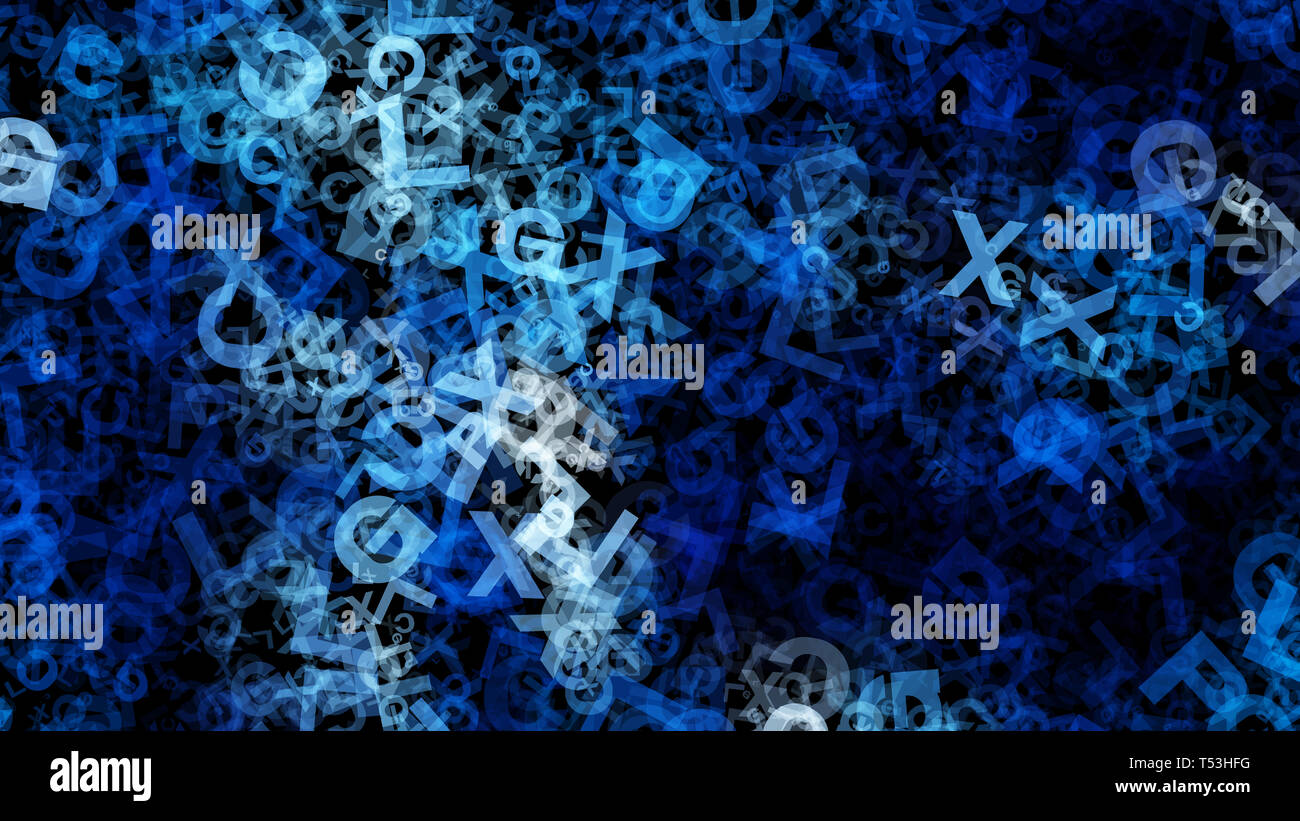 Random Blue Letters Black and Blue Random Alphabet Texture Image Stock Photo - Alamy