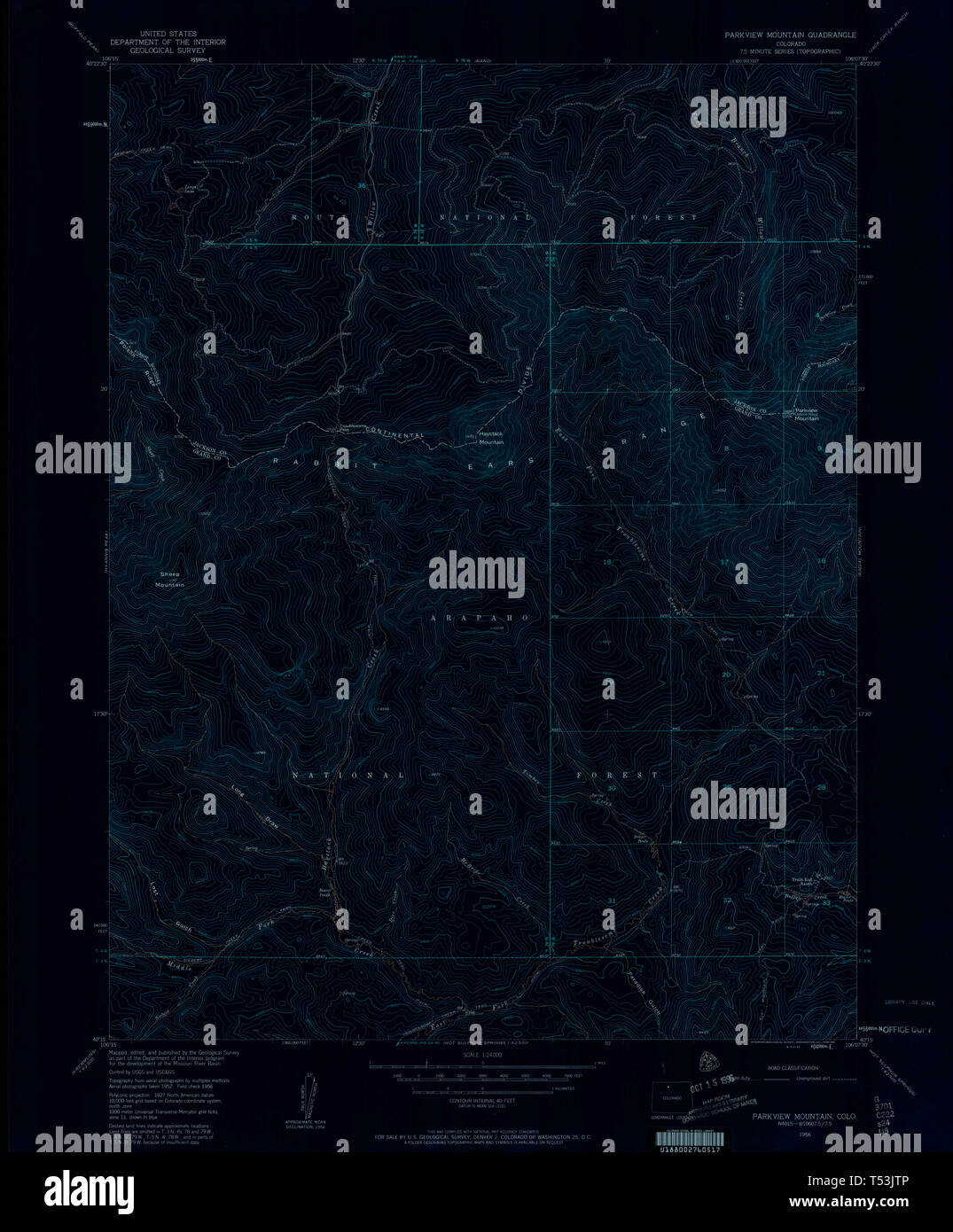 USGS TOPO Map Colorado CO Parkview - Usgs Topo Map Colorado Co Parkview Mountain 451416 1956 24000 Inverted Restoration T53JTP 