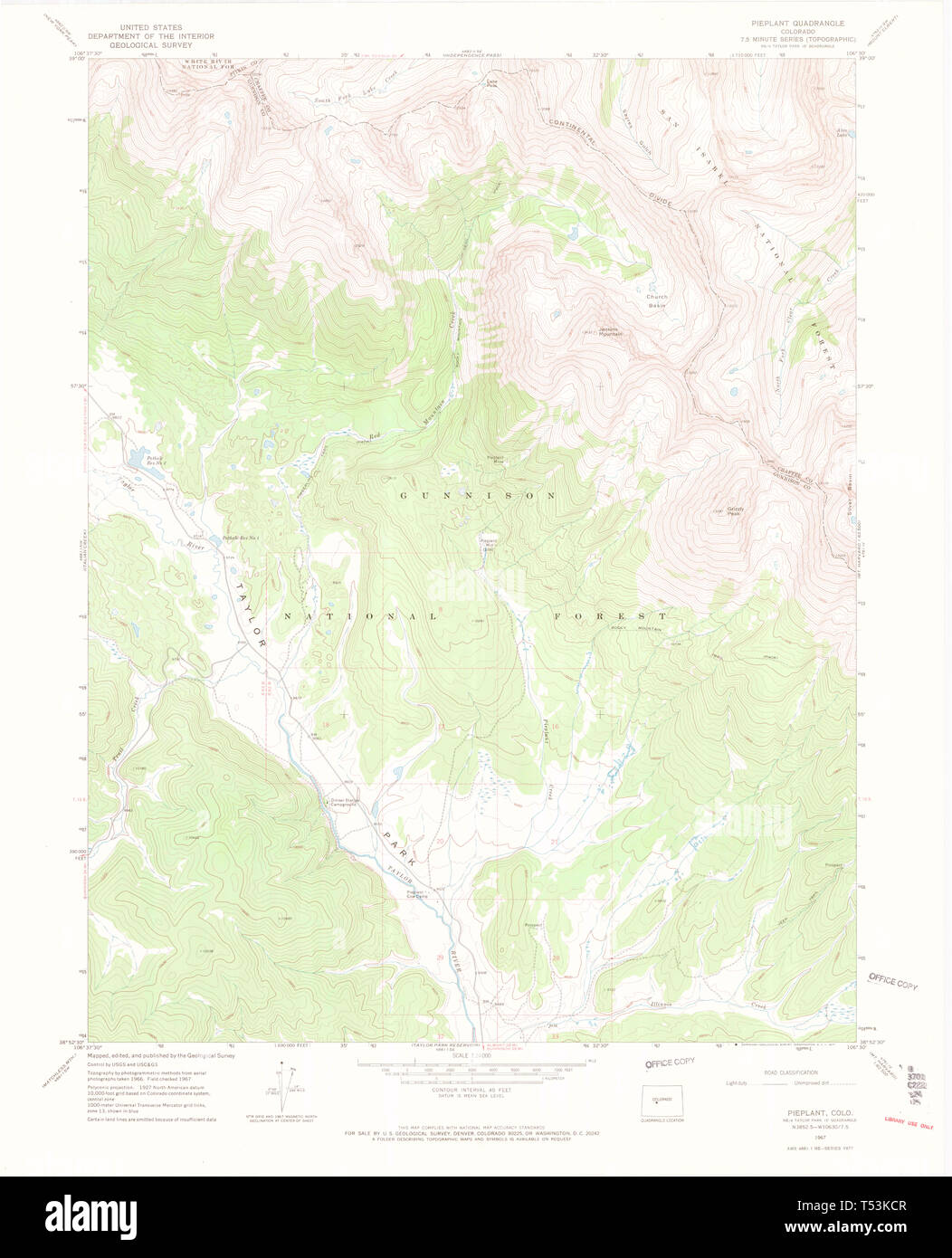 USGS TOPO Map Colorado CO Pieplant 401455 1967 24000 Restoration Stock Photo