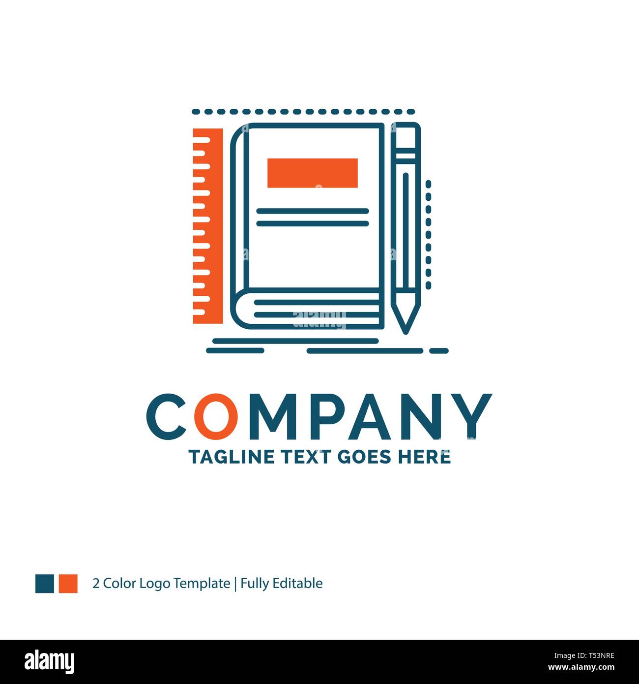 Book, notebook, notepad, pocket, sketching Logo Design. Blue and Orange