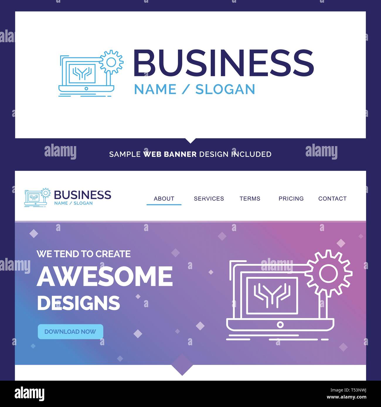 Beautiful Business Concept Brand Name Blueprint, circuit, electronics