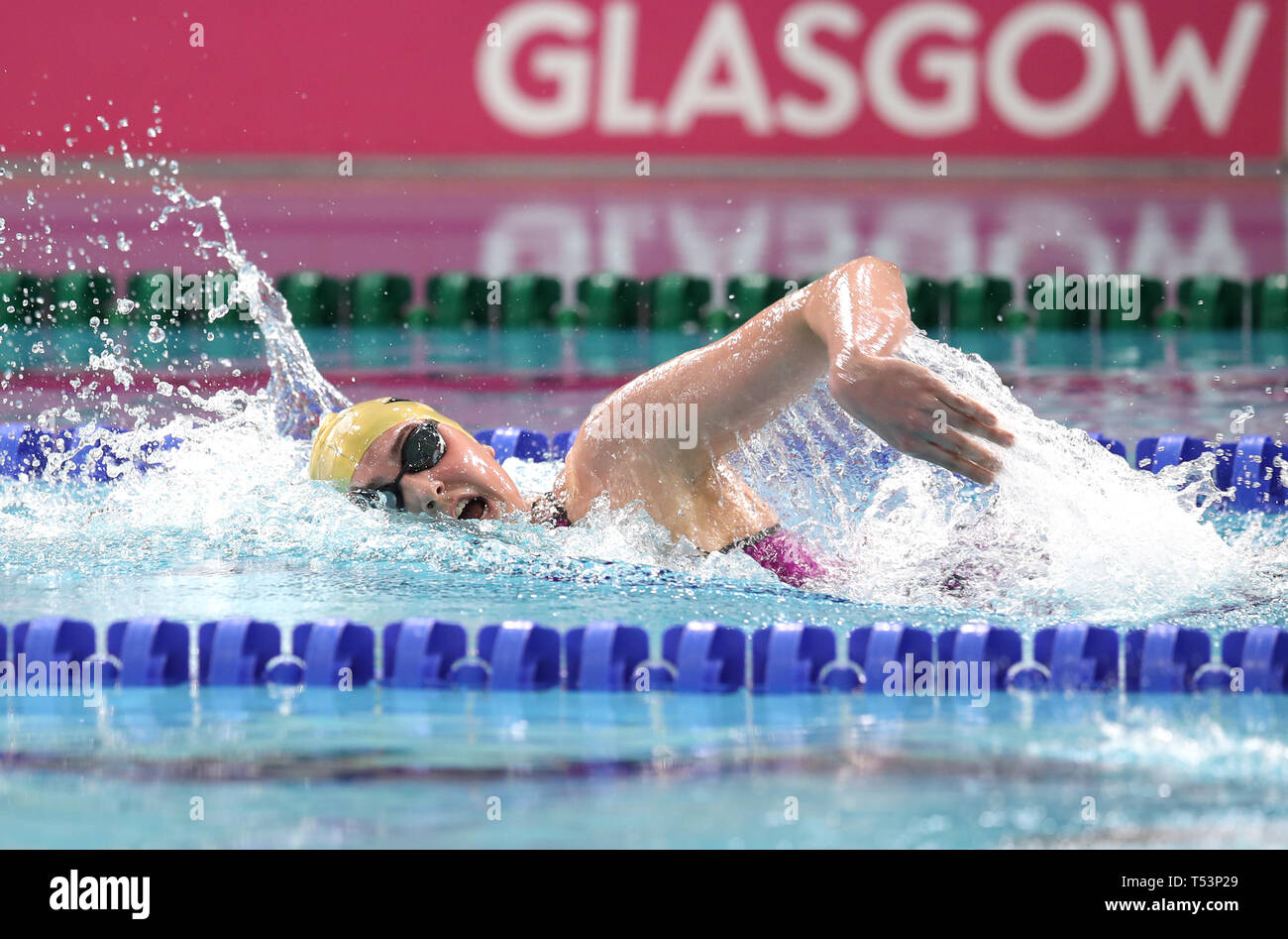 Mia Slevin in the final of the Womens Junior 400m Freestyle during day five  of the 2019 British Swimming Championships at Tollcross International  Swimming Centre, Glasgow Stock Photo - Alamy