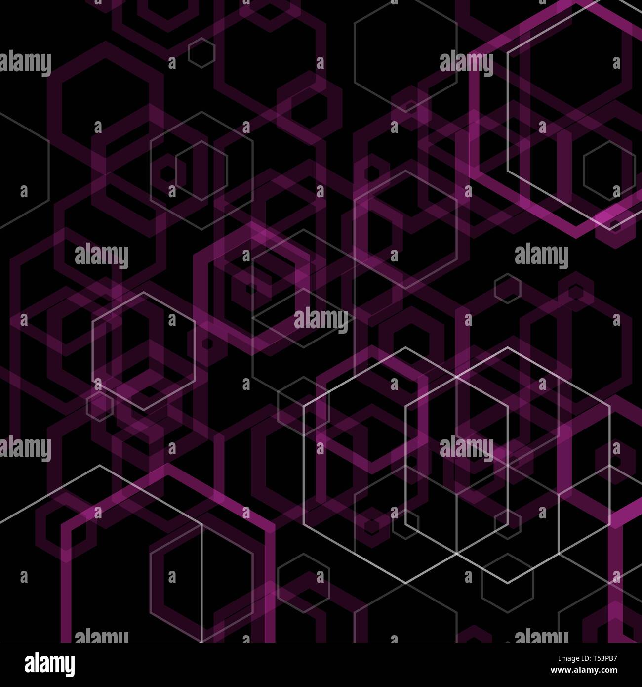 vector background. black background with purple hexagons. polygonal ...