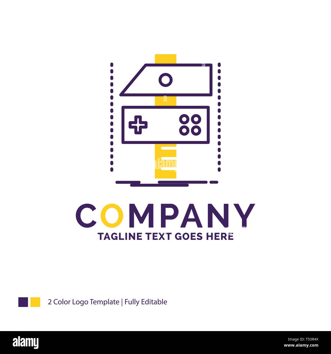 Company Name Logo Design For Build, craft, develop, developer, game. Purple  and yellow Brand Name Design with place for Tagline. Creative Logo templat  Stock Vector Image & Art - Alamy
