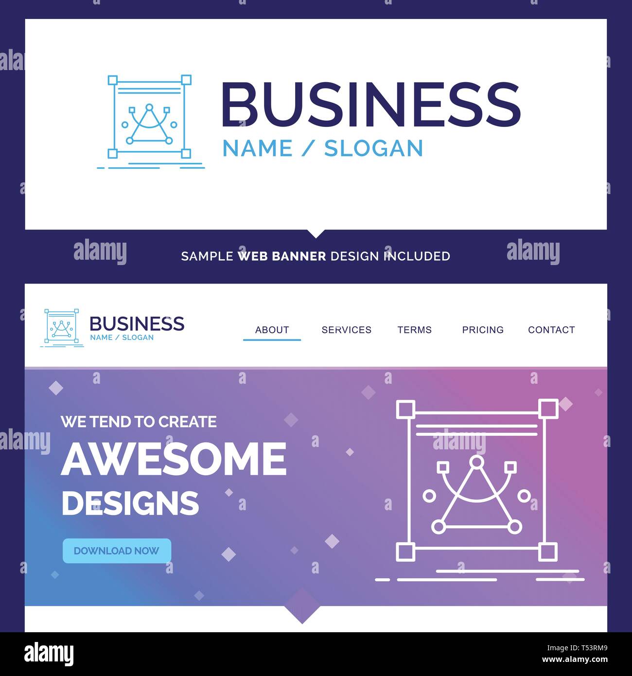 Beautiful Business Concept Brand Name 3d, edit, editing, object, resize  Logo Design and Pink and Blue background Website Header Design template.  Place Stock Vector Image & Art - Alamy